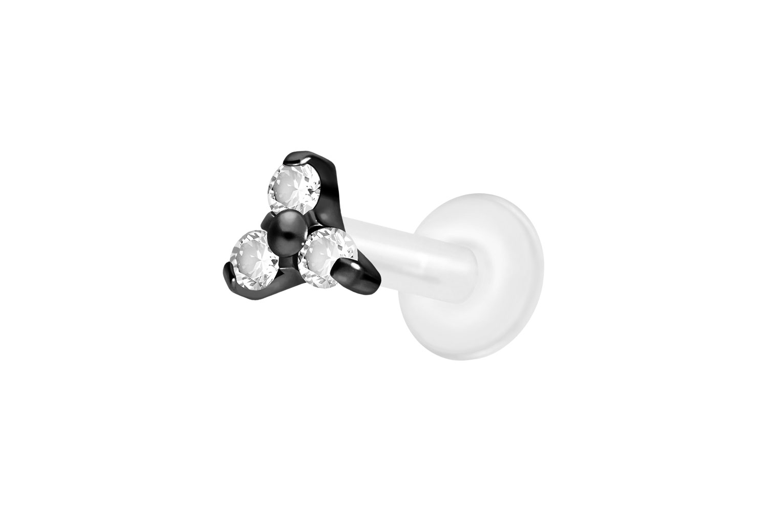 PTFE Labret Piercing mit Innengewinde + Titan-Aufsatz KRISTALLBLUME